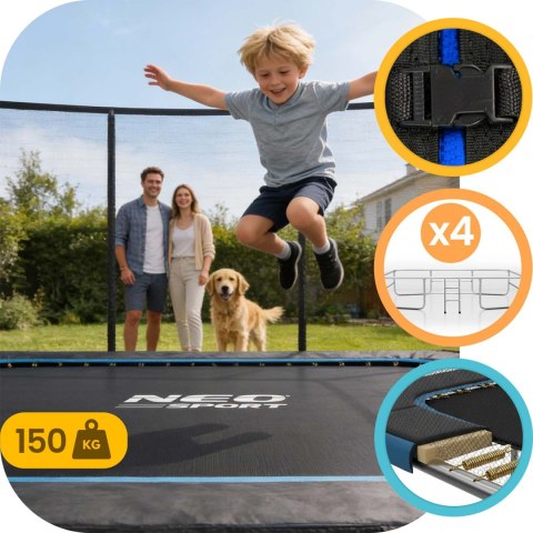 Trampolina ogrodowa prostokątna 10x7ft/305x213cm z siatką zewnętrzną i drabinką Neo-Sport