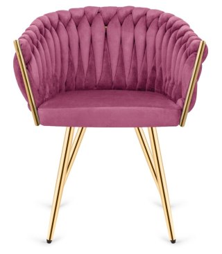 Krzesło plecione Lugano fotel TRECCIA PURPLE VELVET GOLD