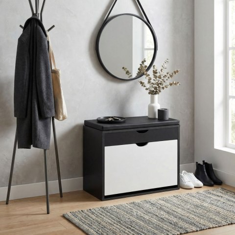 Szafka na buty do przedpokoju HEDOR BLACK/WHITE