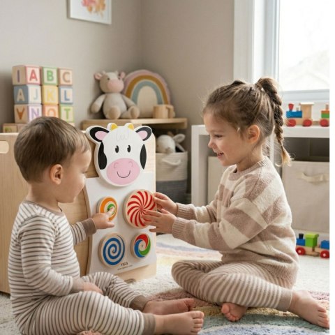 VIGA Drewniana Tablica Manipulacyjna Krówka Certyfikat FSC Montessori