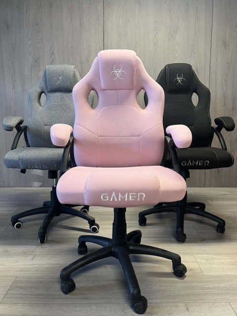 Fotel obrotowy do biurka CARRERA M FULL PINK FABRIC OUTLET
