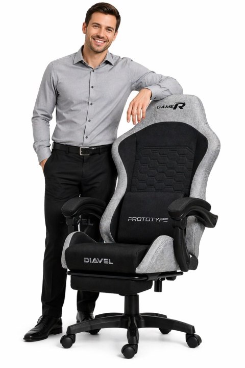 Fotel obrotowy gamingowy DIAVEL PRO FABRIC FULL GREY XL