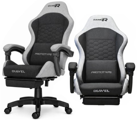 Fotel obrotowy gamingowy DIAVEL PRO FABRIC FULL GREY XL