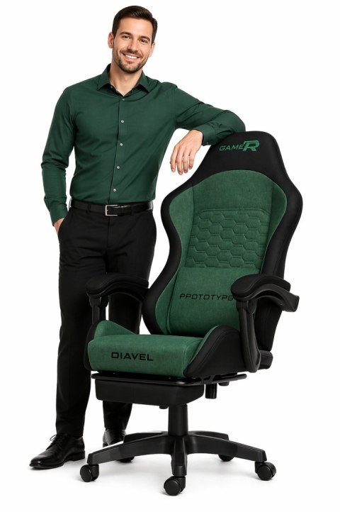 Fotel obrotowy gamingowy DIAVEL PRO FABRIC GREEN XL