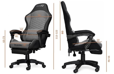 Fotel obrotowy gamingowy DIAVEL PRO FABRIC GREY XL