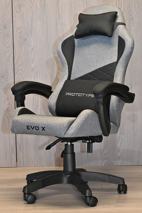Fotel obrotowy gamingowy EVO FABRIC FULL GREY BLACK XL