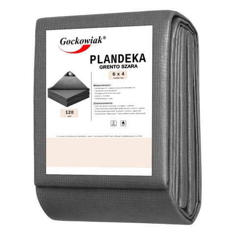 Plandeka 6x4m szara GRENTO 120 GSM