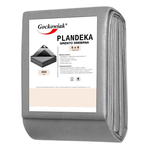 Plandeka 6x8m srebrna GRENTO 260GSM
