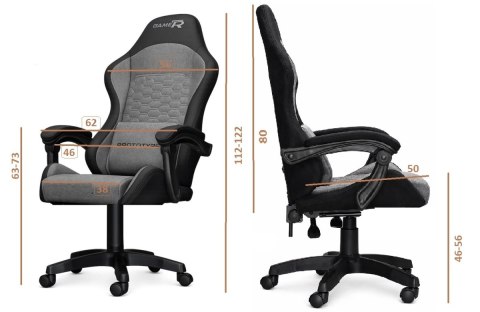 Fotel obrotowy gamingowy EVO FABRIC GREY XL