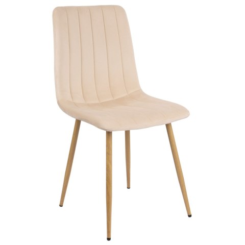 Krzesło FRESNO WOOD VELVET tapicerowane beżowy aksamit