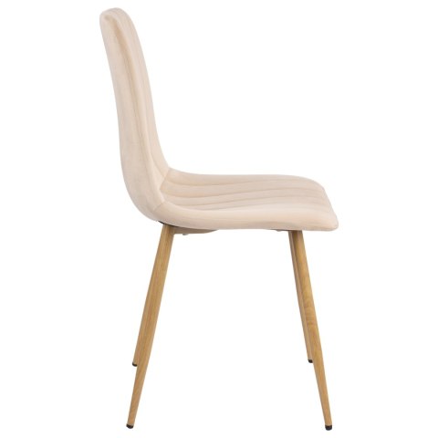 Krzesło FRESNO WOOD VELVET tapicerowane beżowy aksamit
