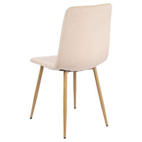 Krzesło FRESNO WOOD VELVET tapicerowane beżowy aksamit
