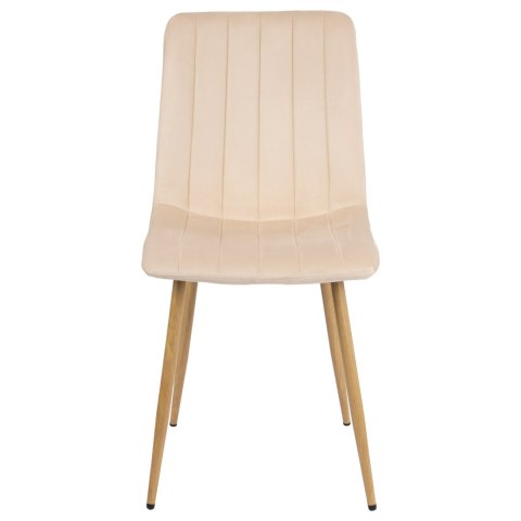 Krzesło FRESNO WOOD VELVET tapicerowane beżowy aksamit