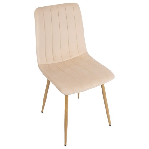 Krzesło FRESNO WOOD VELVET tapicerowane beżowy aksamit