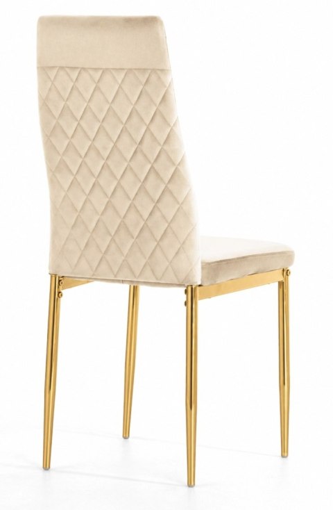 Krzesło tapicerowane VALVA CARO VELVET BEIGE GOLD