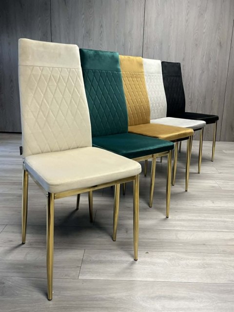 Krzesło tapicerowane VALVA CARO VELVET BEIGE GOLD