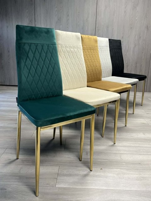 Krzesło tapicerowane VALVA CARO VELVET GREEN GOLD