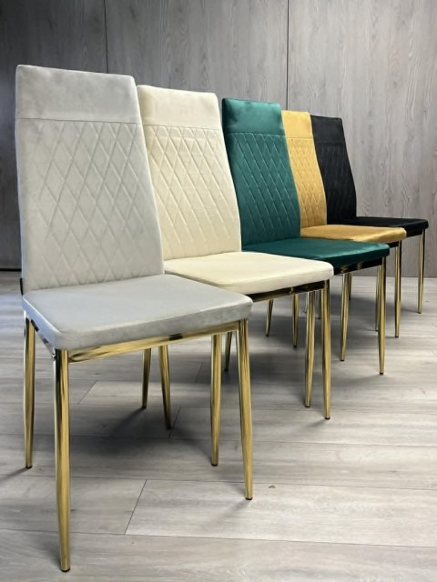 Krzesło tapicerowane VALVA CARO VELVET GREY GOLD