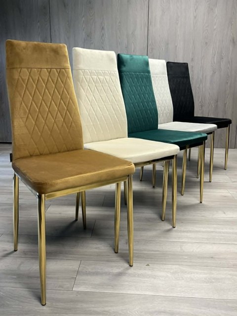 Krzesło tapicerowane VALVA CARO VELVET TRUFLE GOLD