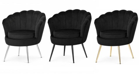 Krzesło Fotel Muszla Lugano DONNA VELVET BLACK