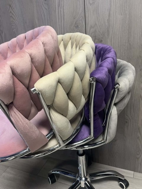 Krzesło obrotowe warkocz TRECCIA OFFICE BEIGE VELVET