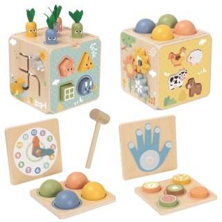 TOOKY TOY Drewniana Wiosenna Kostka Edukacyjna 5w1
