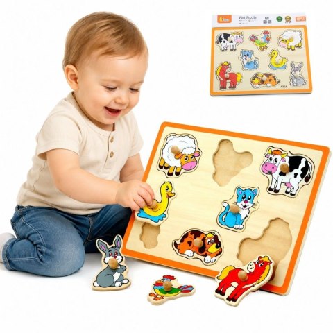 VIGA Drewniane Puzzle Zwierzęta z Farmy Układanka