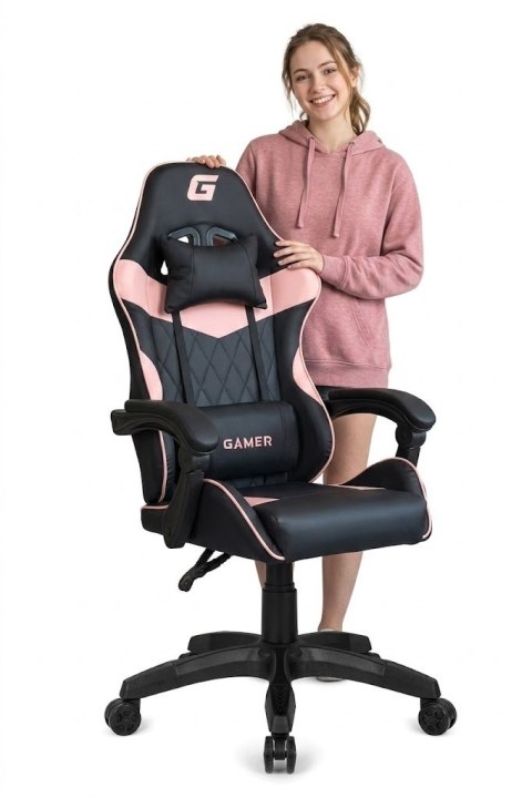 Fotel obrotowy gamingowy EVO PU PINK XL OUTLET