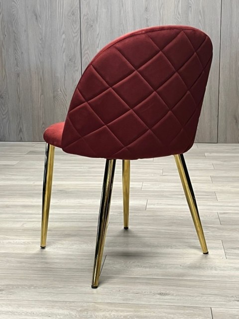 Krzesło tapicerowane GLORIA BURGUNDY VELVET GOLD