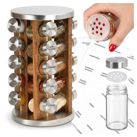 Stojak na przyprawy ROTOR obrotowy naturalny silver