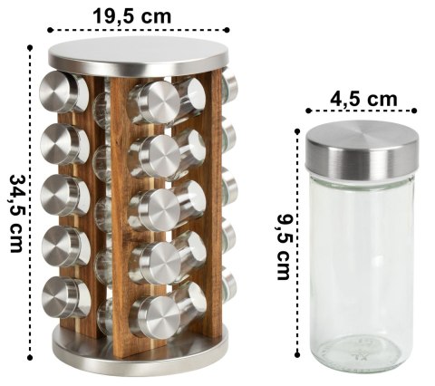 Stojak na przyprawy ROTOR obrotowy naturalny silver