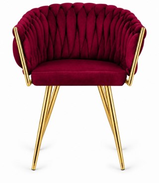 Krzesło plecione Lugano fotel TRECCIA BURGUNDY VELVET GOLD OUTLET