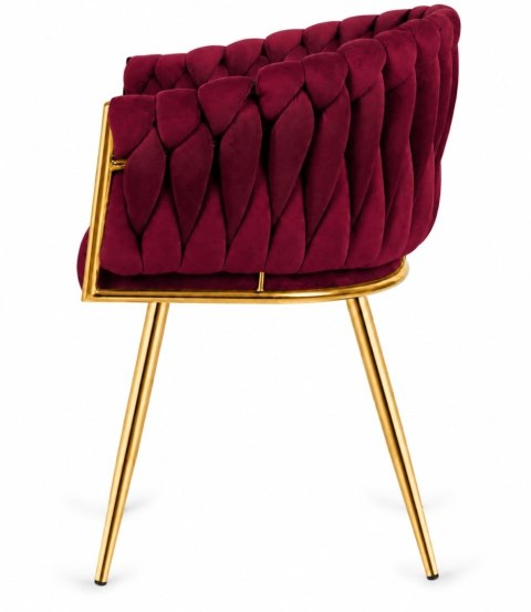 Krzesło plecione Lugano fotel TRECCIA BURGUNDY VELVET GOLD OUTLET