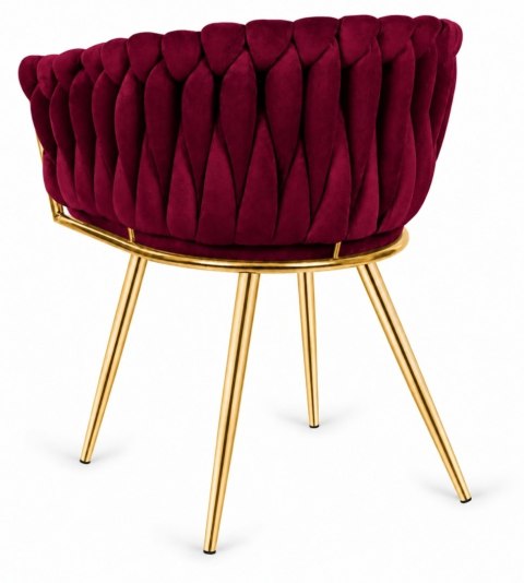 Krzesło plecione Lugano fotel TRECCIA BURGUNDY VELVET GOLD OUTLET