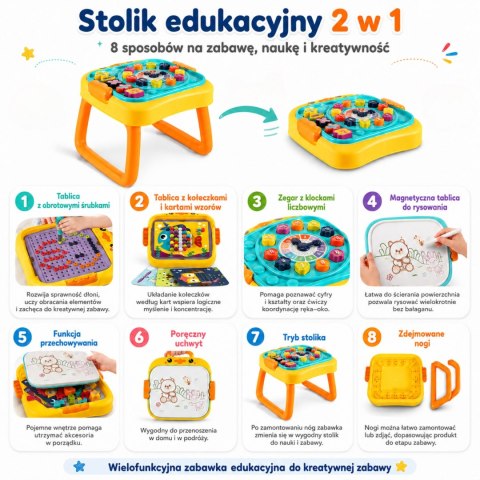 WOOPIE Interaktywny Stolik Edukacyjny Warsztat i Tablica 3w1