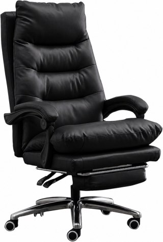 Fotel obrotowy do gabinetu WALIOR BLACK LEATHER PRO