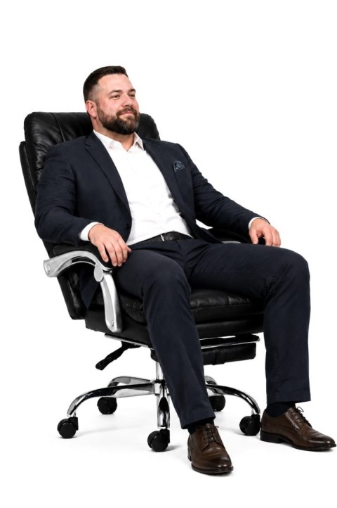 Fotel obrotowy do gabinetu WALIOR BLACK LEATHER PRO