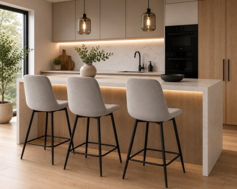 Krzesło barowe AVA AURORA BAR VELVET LIGHT GREY hoker