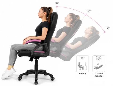 Fotel obrotowy do biurka CARRERA M STONE GREY + PINK FABRIC II GATUNEK