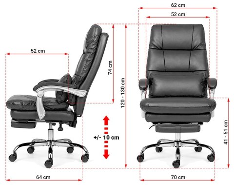 Fotel obrotowy do gabinetu WALIOR BLACK LEATHER PRO