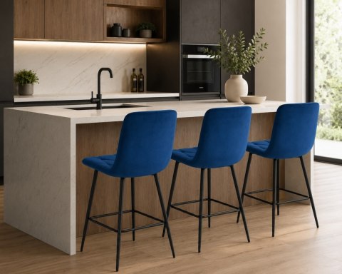 Krzesło barowe AVA BORGO BAR VELVET BLUE hoker