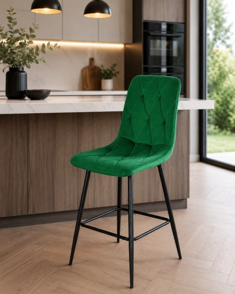 Krzesło barowe AVA BORGO BAR VELVET GREEN hoker