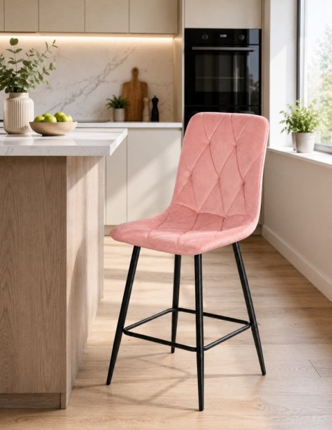 Krzesło barowe AVA BORGO BAR VELVET PINK hoker