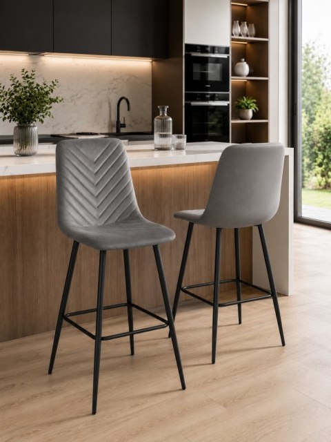 Krzesło barowe AVA TRIO BAR VELVET DARK GREY hoker