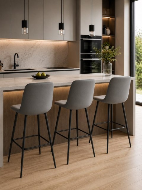 Krzesło barowe AVA TRIO BAR VELVET DARK GREY hoker