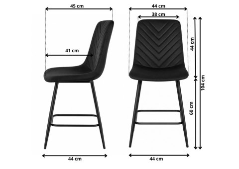 Krzesło barowe AVA TRIO BAR VELVET DARK GREY hoker
