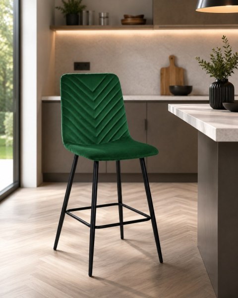 Krzesło barowe AVA TRIO BAR VELVET GREEN hoker