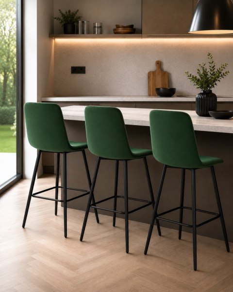 Krzesło barowe AVA TRIO BAR VELVET GREEN hoker