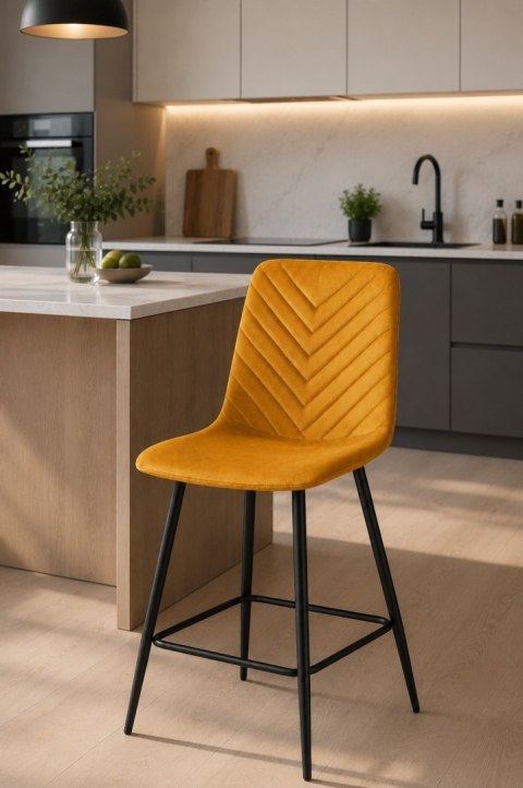 Krzesło barowe AVA TRIO BAR VELVET HONEY hoker