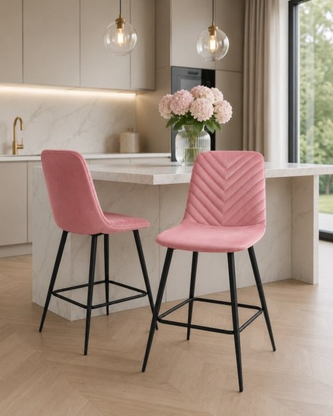 Krzesło barowe AVA TRIO BAR VELVET PINK hoker